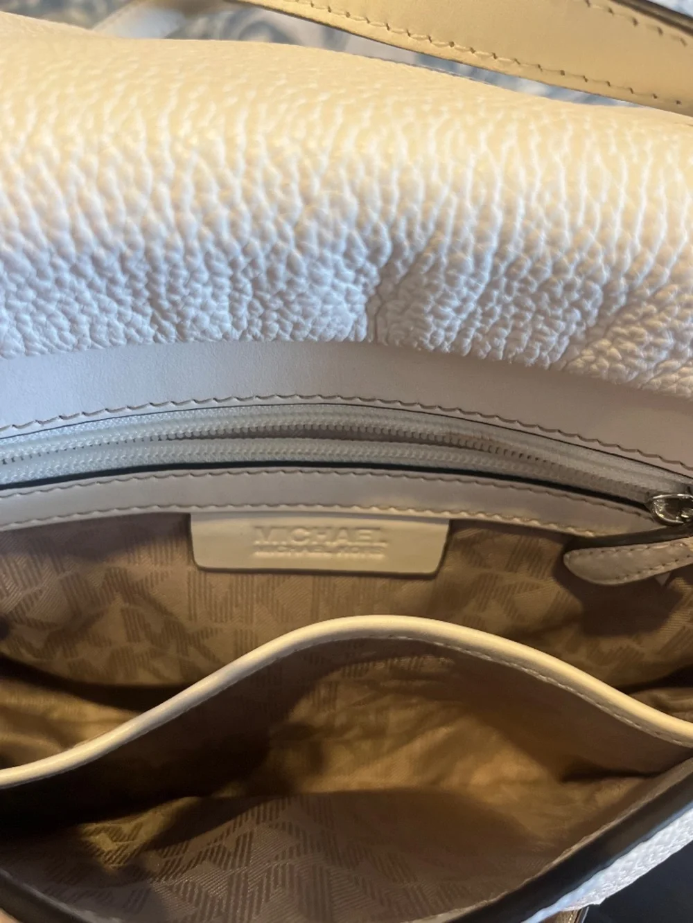 Michael Kors White Pebbled Leather Crossbody Bag